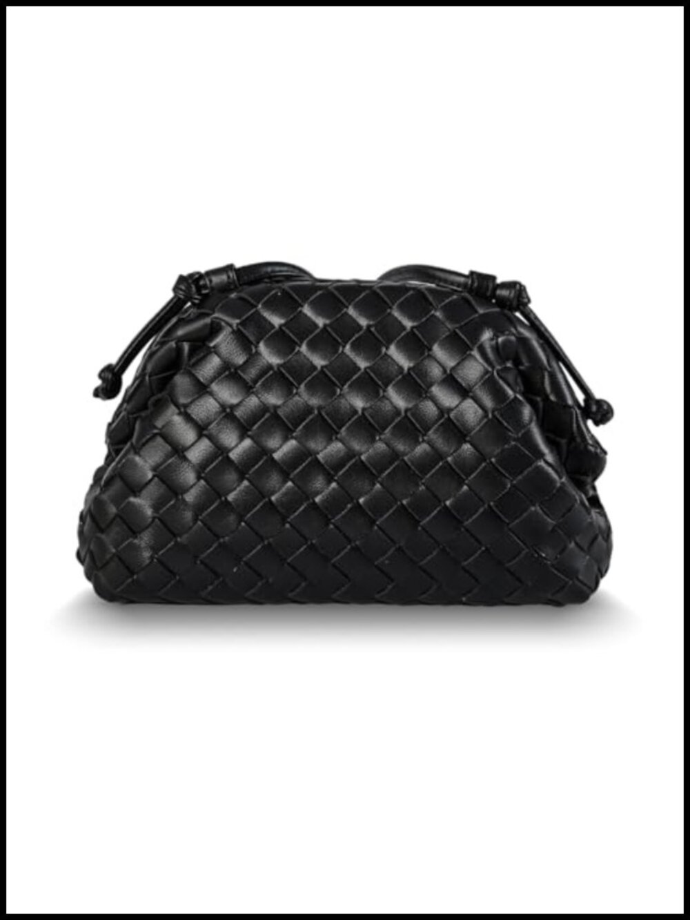 Vegan Leather Woven Pleated Clutch Handbag Magnetic Closure Evening Bag